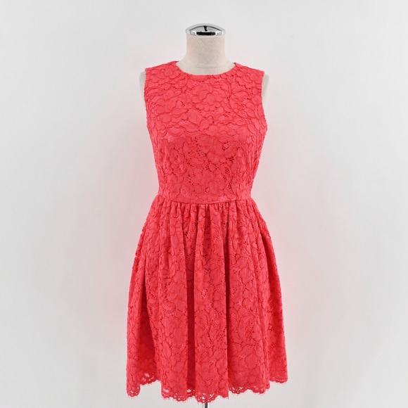Kate Spade High Low Lace Dress Size 00 Take A Walk On The Wild Side Geranium - Picture 1 of 13